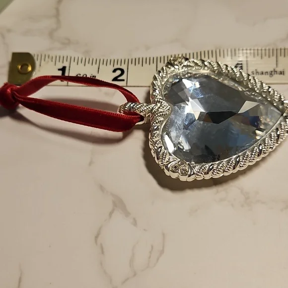 Vintage NIB Judith Ripka Silver CRYSTAL Heart Pendant/Ornament - Picture 3 of 3